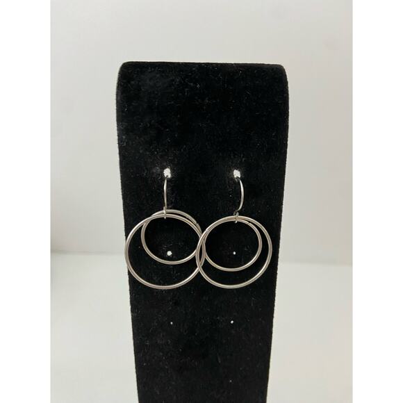 Circular dangle earrings silver tone - Picture 1 of 3